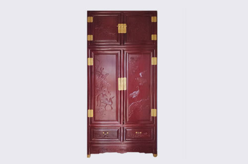 禅城高端中式家居装修深红色纯实木衣柜