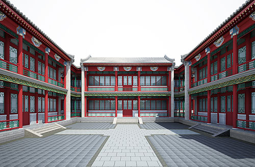 禅城北京四合院设计古建筑鸟瞰图展示