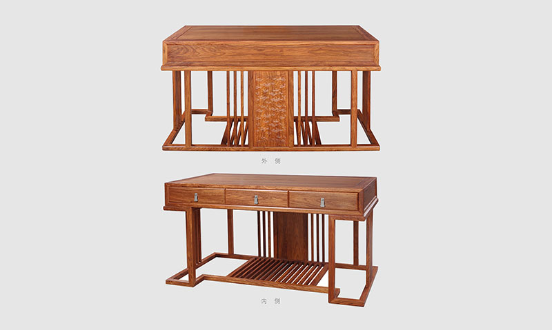 禅城 别墅中式家居书房装修实木书桌效果图